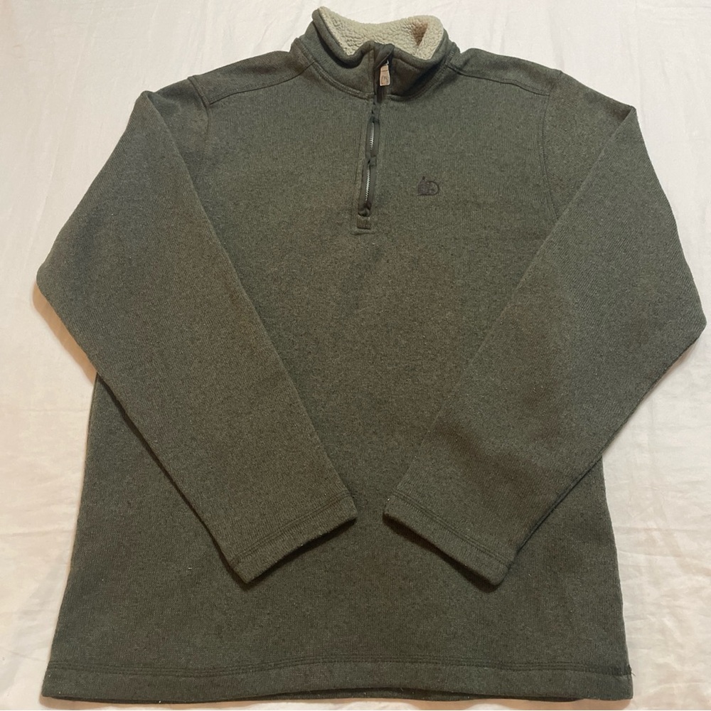 GH Bass Fleece Pullover with Quarter-Zip in Olive Green‎ Sz M